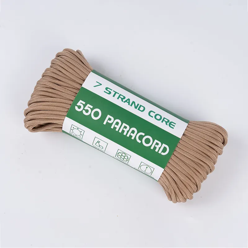 7 Strand Core 4mm Solid Light Brown 550 Polyester Paracord