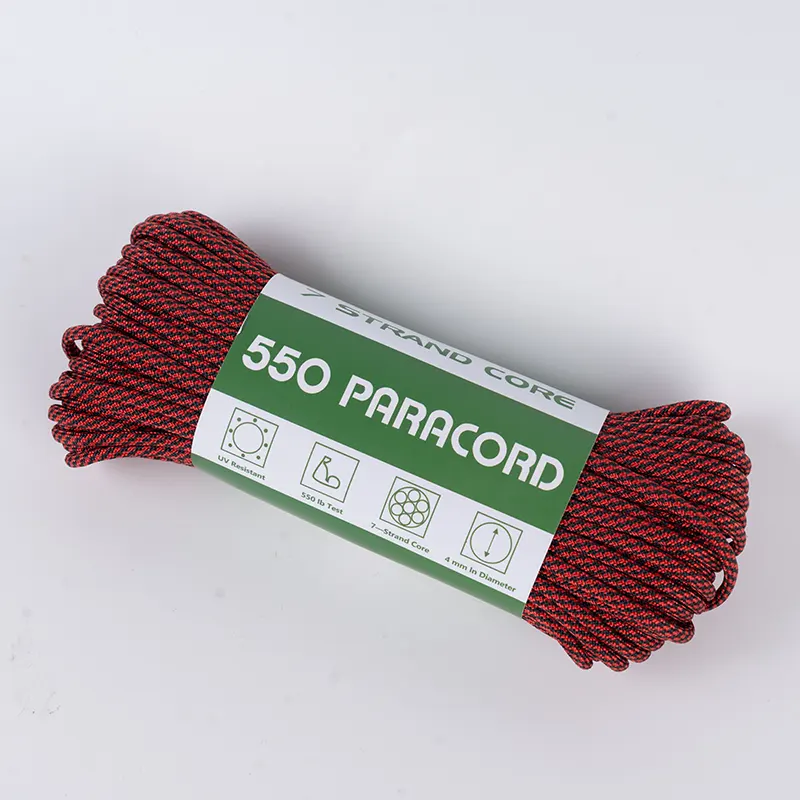 7 Strand Core 4mm Black and Red Spiral 550 Polyester Paracord 7 Strand Core 4mm Black and Red Spiral 550 Polyester Paracord