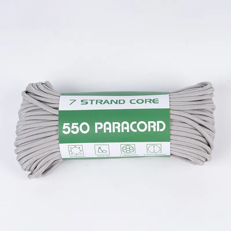 7 Strand Core 4mm Solid Light Grey 550 Polyester Paracord