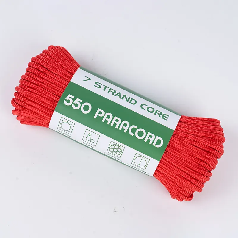 7 Strand Core 4mm Solid Red 550 Polyester Paracord
